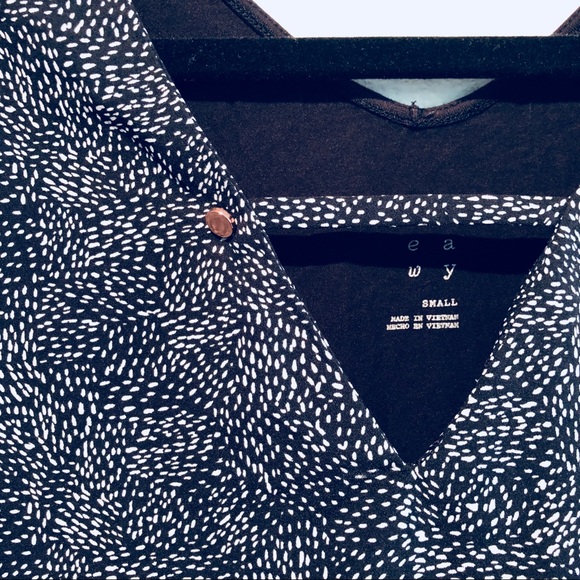 Black & White Flecked Work Top w/ Button Detail - Picture 2 of 4